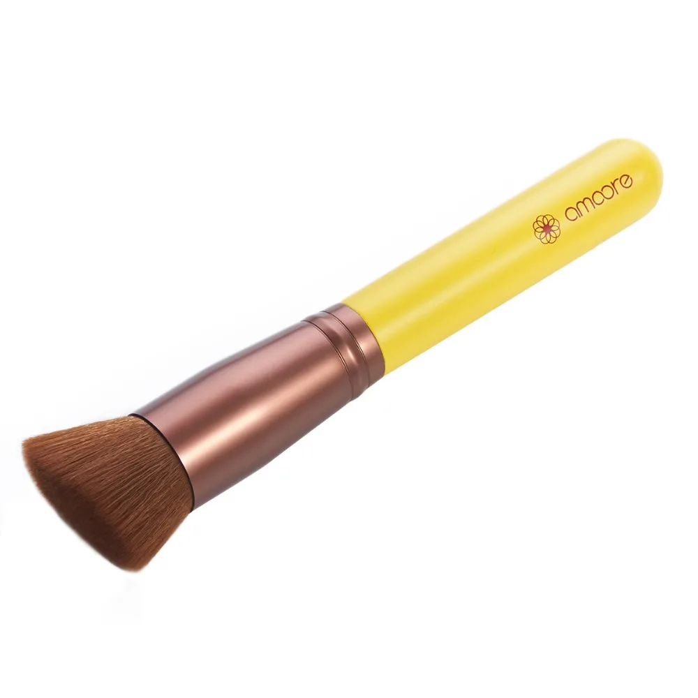 amoore Makeup Brush Angled Flat Top Kabuki Brush Wooden Handle Brush Makeup Synthetic Brush Cosmetics Makeup Tools Kits (8)