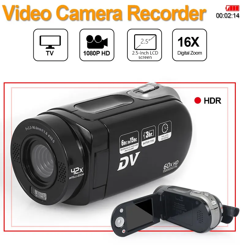 2,4 ''lcd HD 720 P Цифровая видеокамера камера Свадебная Фото Видео Цифровая видеокамера DVR 16X зум DV интересные вечерние рекордер видеокамера