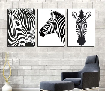 

3 pieces cartoon portraits zebra picture printed on canvas painting school children room decoration art wall poster image FA320