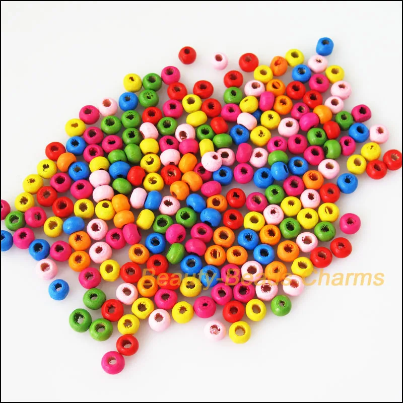 

400Pcs Mixed Craft Wooden Round Smooth Loose Ball Spacer Beads Charms 5mm