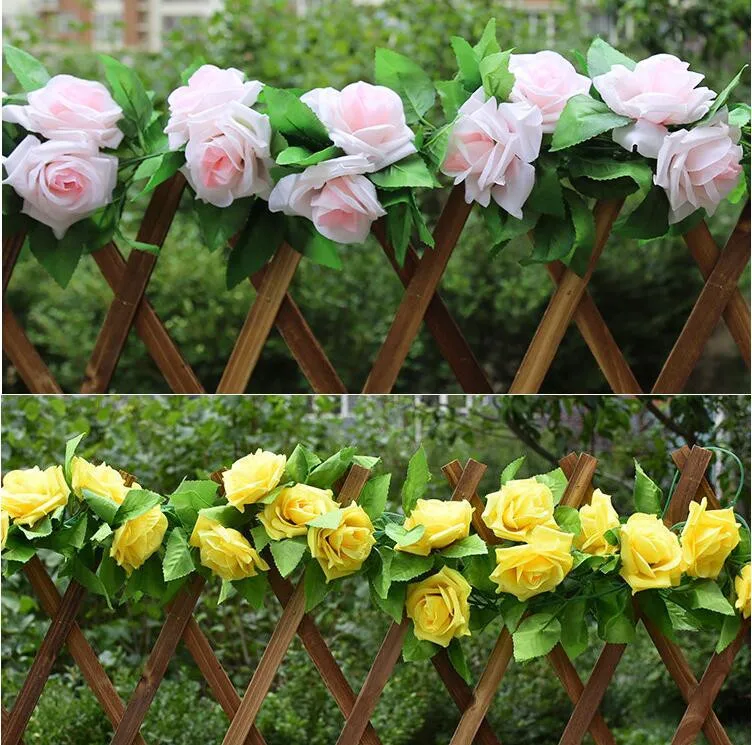 Искусственный цветок розы лозы Свадебный декор роза цветок гирлянда из ротанга садовая подвесная гирлянда