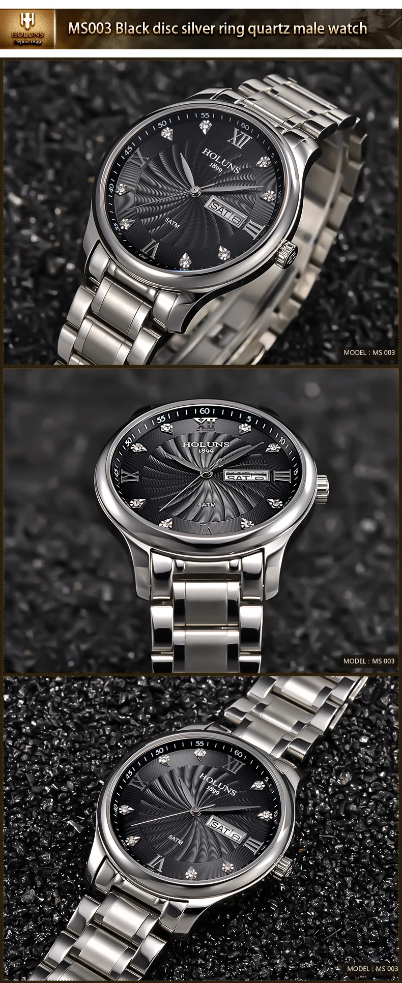 Relogio masculino HOLUNS мужские часы лучший бренд полный ремешок из нержавеющей стали кварцевые мужские часы повседневные Простые мужские наручные часы