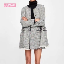 Элегантная Женская Осенняя Новинка, свободное тонкое пальто с длинными рукавами и круглым вырезом, Женская куртка