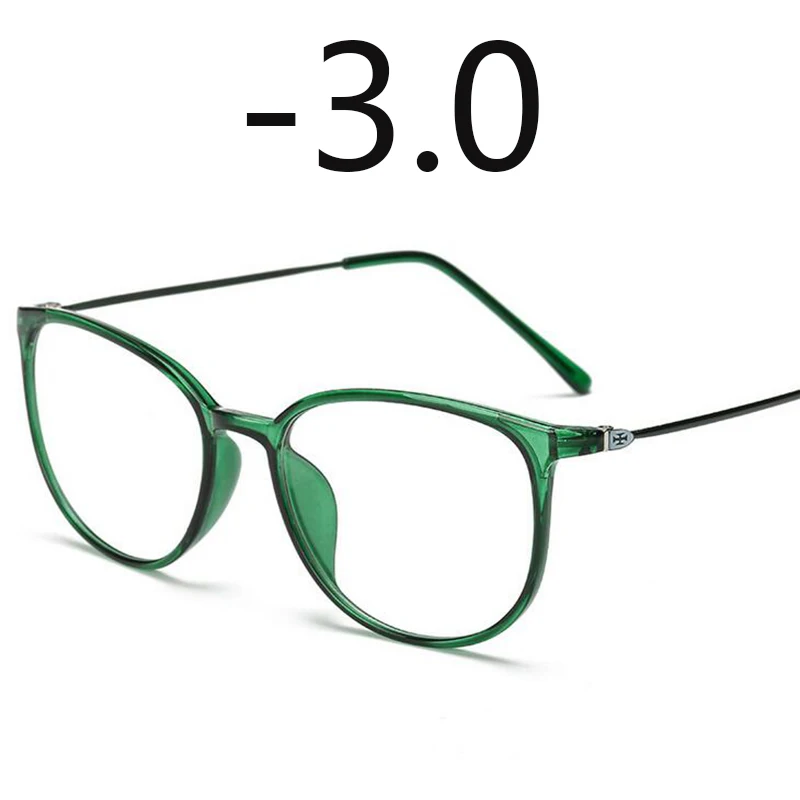 Ультралегкие очки для близорукости TR90, женские, мужские, сексуальные, Овальные, студенческие, близорукие очки, диоптрия-0,5-1,0-1,5-2,0-6,0 - Цвет оправы: green -3.0