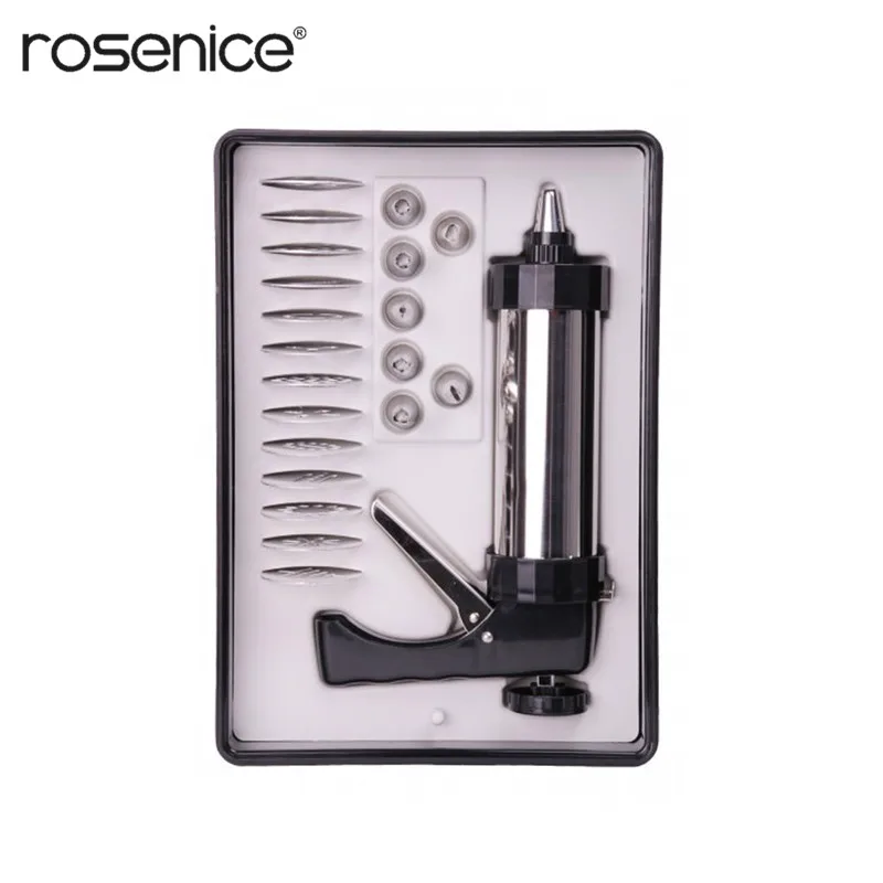 

Stainless Steel Cake Sugarcraft Cream Chocolate Pastrey Icing Piping Syringe Gun Decorating Tool Set with Molds and Nozzles