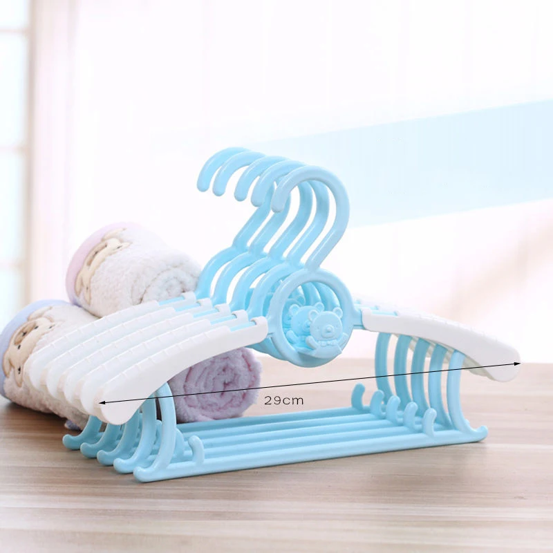 10Pc Durable Baby Clothes Hangers Telescopic Clothes Cute Cartoon Children's Hangers Kid Clothes Racks Baby Plastic Hanger