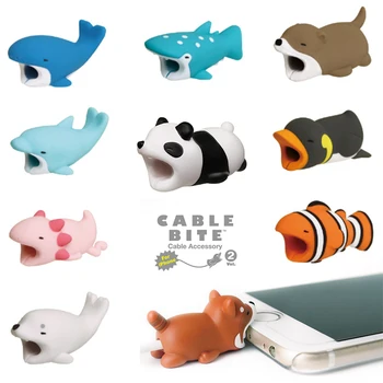 

1 Pcs Cable Protector for Iphone cable Winder Phone bite holder Accessory chompers rabbit dog cat Animal doll model funny