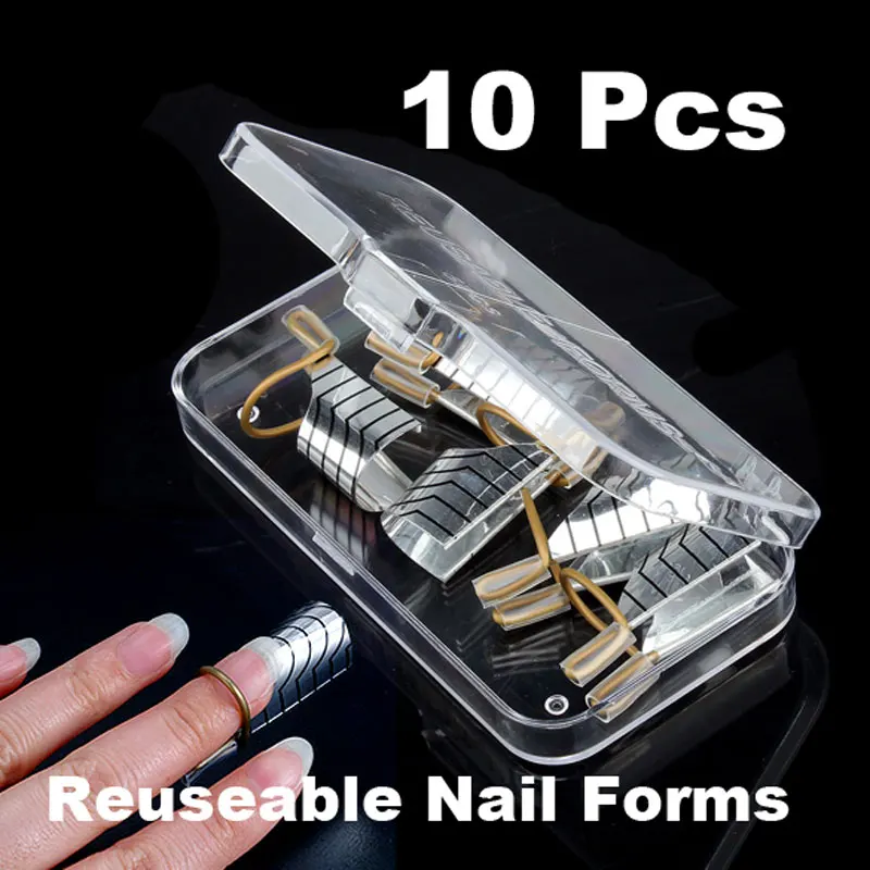 

10 Pcs Nail Extension Environmental Reusable UV Gel Tool Nail Art Extension Acrylic Forms Nails Extension Polish Curl Form