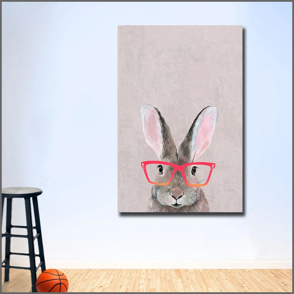 Hare with Red Glasses Canvas Wall Art 3