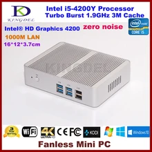 fanless system Core i5 4200Y mini pc mini computer HTPC with hdmi hd 4k usb3.0 2GB RAM + mSATA3.0 SSD 0.00DB Zero Noise