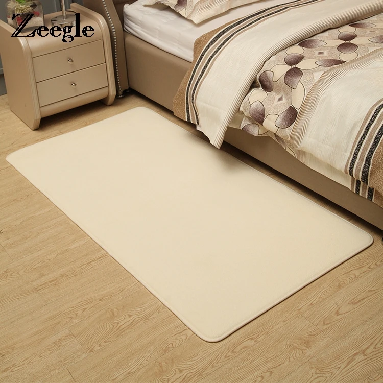Zeegle Coral Velet Bedside Rug Nonslip Yoga Mats Solid Living Room