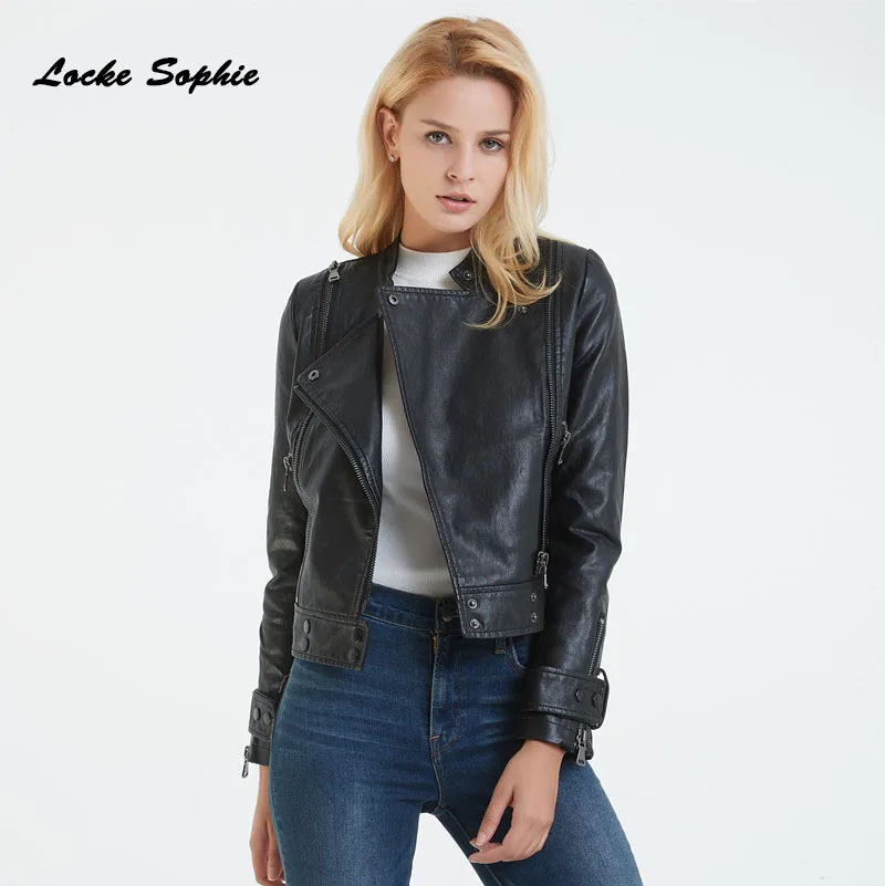 Women's Plus size short jacket blazers 2019 Autumn PU leather zipper Splicing faux fur Small Jacket Skinny locomotive blazers