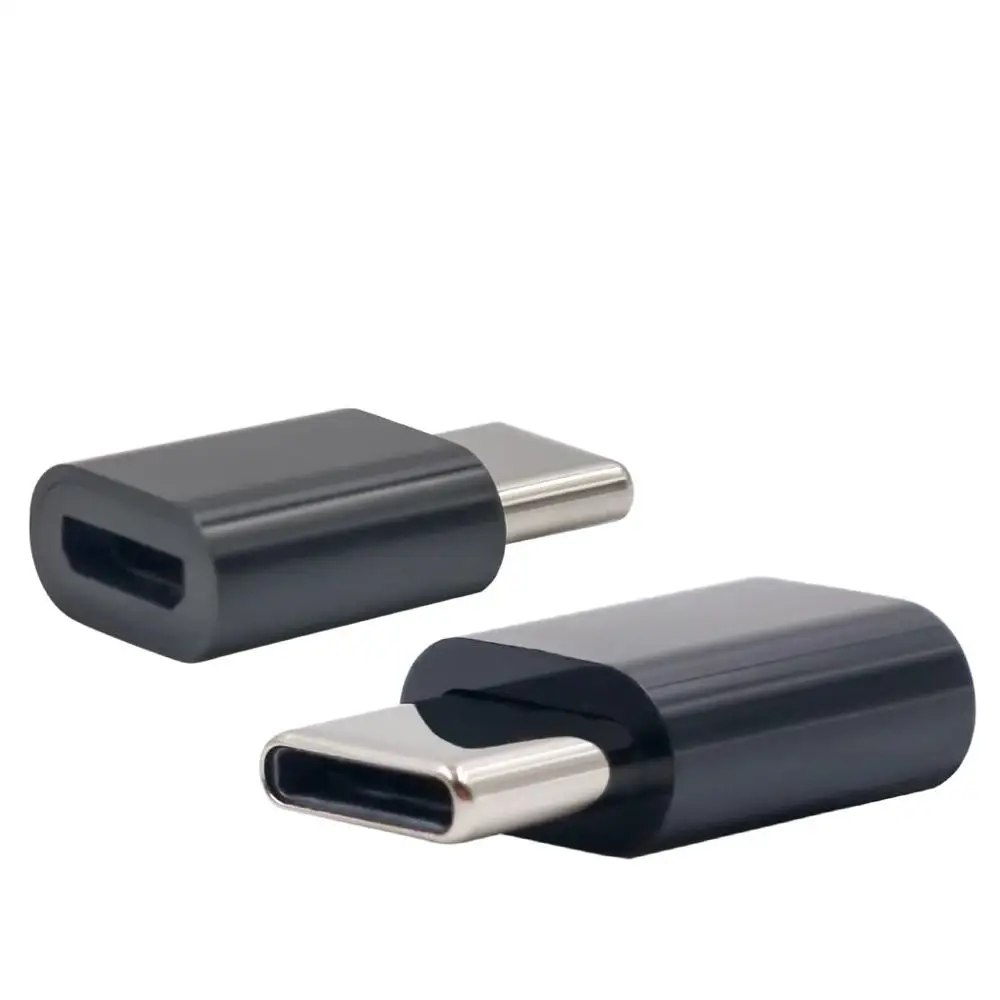 USB C адаптер/Тип usb-C для Micro USB данных зарядки адаптер конвертер для Xiaomi 4C 5 5S Mi5 huaWei P9 Lumia 950 LG - Цвет: Черный