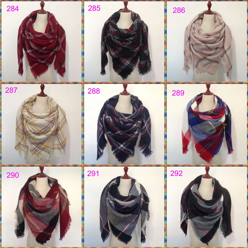 

300 colors Winter Tartan Scarf Plaid Blanket Scarf New Designer Unisex Acrylic Basic Shawls Women's Scarves Big size Pashmina