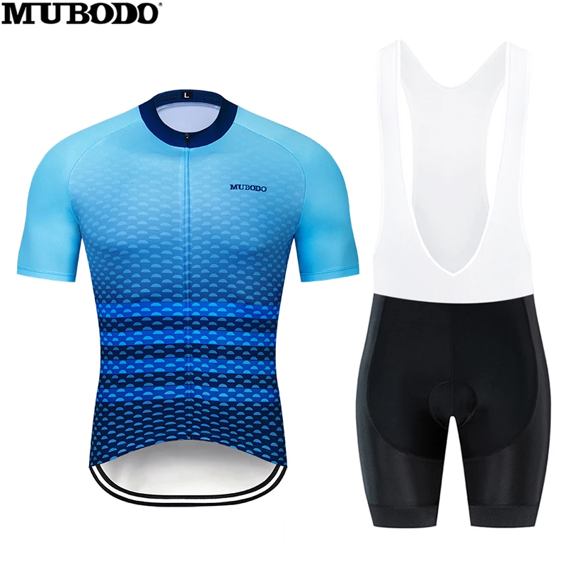 

MUBODO new men's mountain bike short-sleeved pants Jersey blue fashion gradient summer breathable bicycle shirt elastic firework