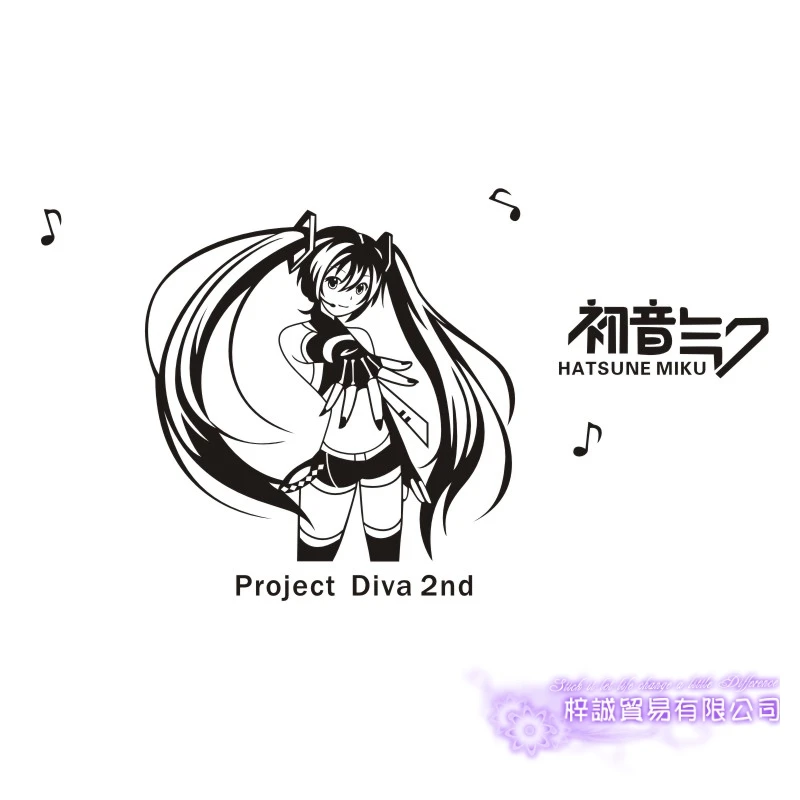 DCTAL Hatsune Miku Wall Decal Anime Cartoon Car Sticker Vinyl Wall Stickers Decal Decor Home Decorative Decoration