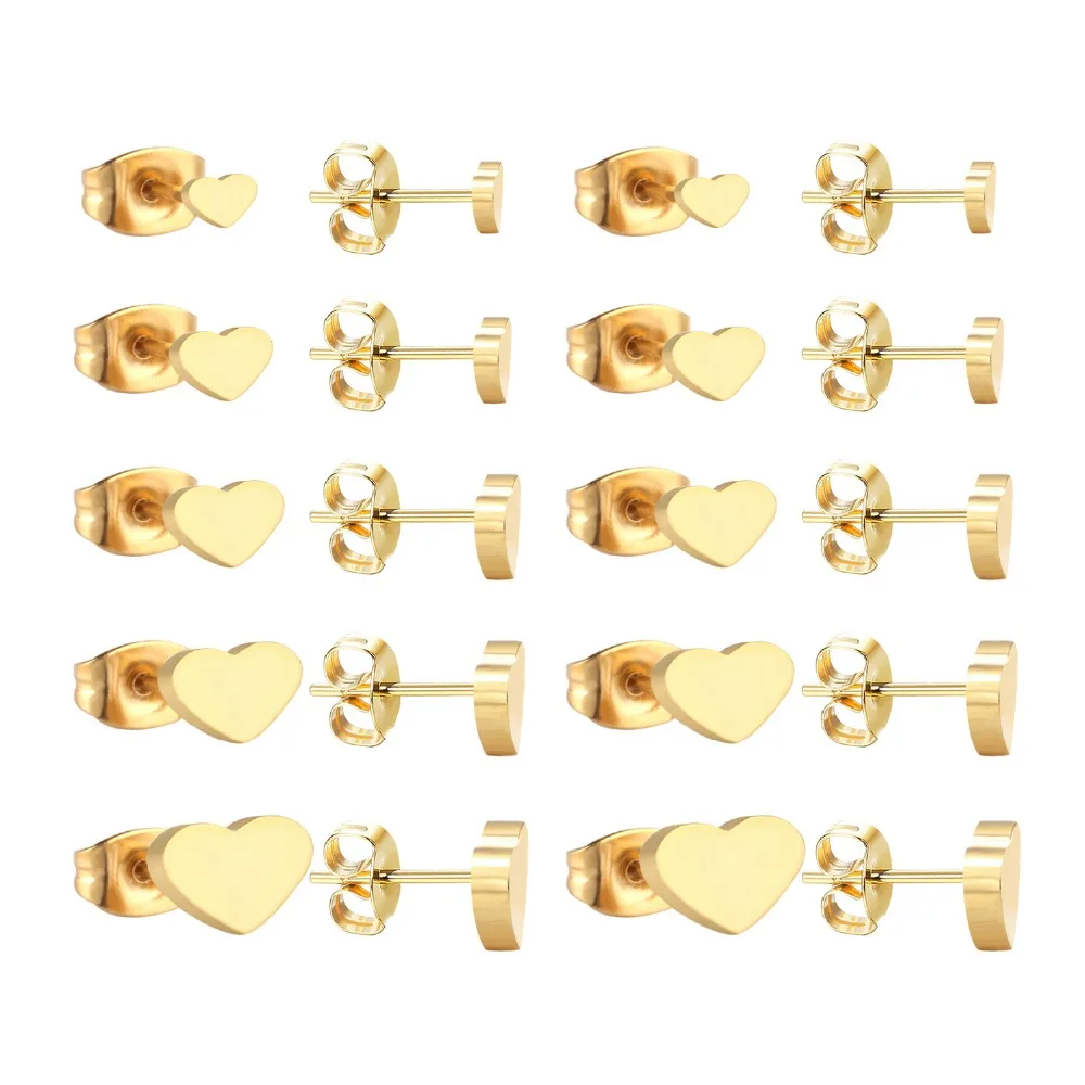 LUXUKISSKIDS,, золотые, черные, 4-8 мм, сердце, детские серьги-гвоздики для женщин и мужчин, серьги из нержавеющей стали, модные ювелирные изделия, kolczyki