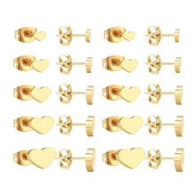LUXUKISSKIDS,, золотые, черные, 4-8 мм, сердце, детские серьги-гвоздики для женщин и мужчин, серьги из нержавеющей стали, модные ювелирные изделия, kolczyki