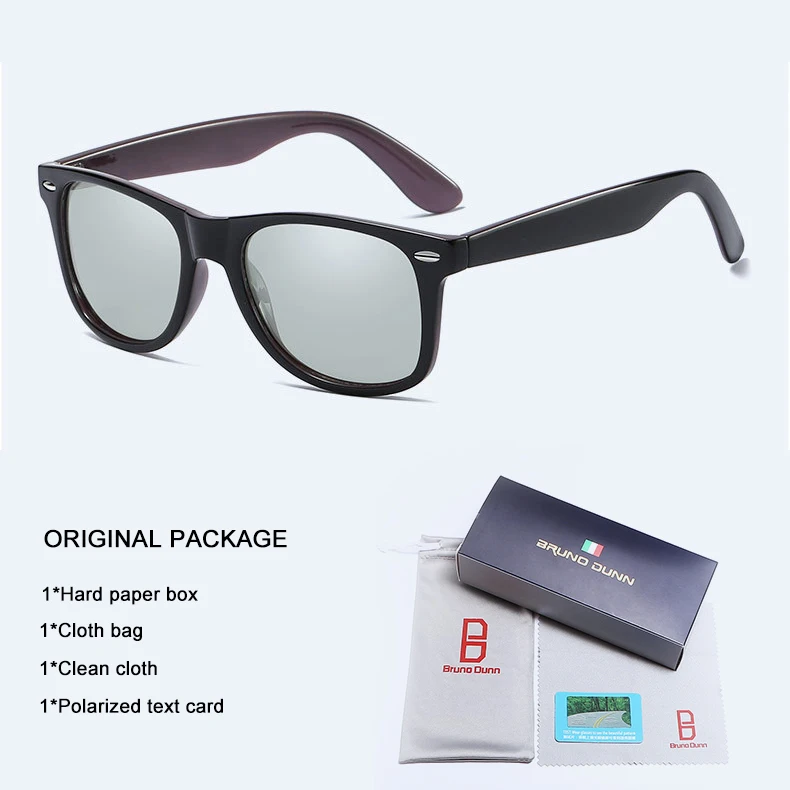 Бруно Данн Ретро очки ночного видения для вождения HD поляризованные фотохромные солнцезащитные очки для мужчин Хамелеон женские очки для вождения 2140 - Lenses Color: as picture