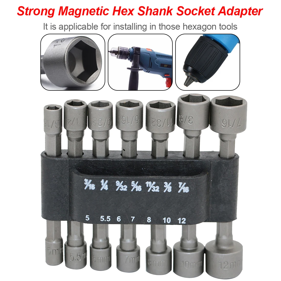 

14 Pcs/ Set Power Nutdriver Nut Driver Bit Set Adapter Strong Magnetic Hex Shank Socket Strong Magnetic Nut Driver Adapter Bits