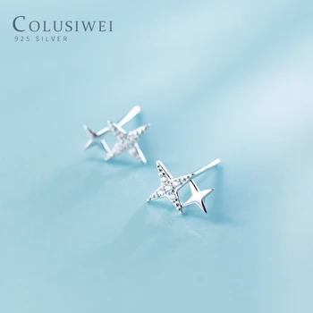 

Colusiwei Meteor Star Stud Earrings 925 Sterling Silver Shining Clear CZ Ninja Darts Earring Women Engagement Statement Jewelry