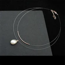 Transparent Invisible Line Double Layer Simulated Pearl Choker Necklace Women Bijoux 2017 New Fashion Jewelry Wholesale