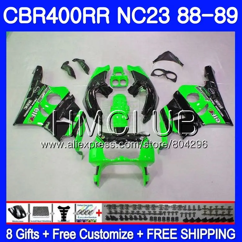 NC23 для HONDA CBR 400RR 400 RR CBR400 RR 88 89 90 91 92 93 89HM21 CBR400RR зеленый черный 1988 1989 1990 1991 1992 1993 обтекатели