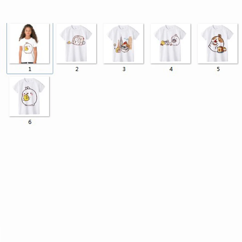 Мультфильм Molang Детская Хлопковая футболка для девочек милый зайчик с круглым вырезом Детские футболки Для детей, на лето короткий рукав - Цвет: random
