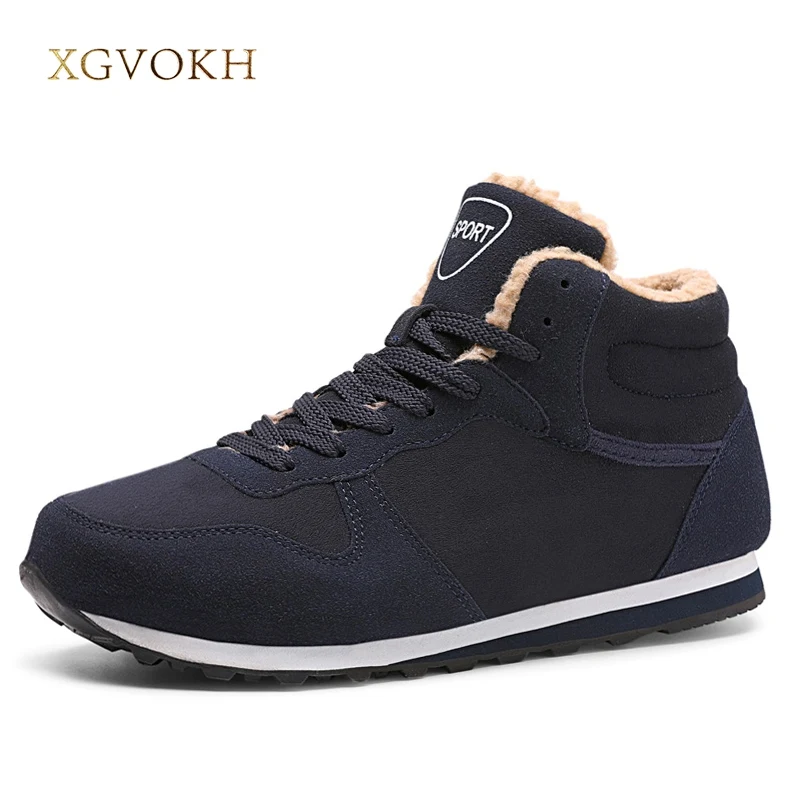 

XGVOKH Men warm snow boots sneakers winter casual flats men autumn fashion shoes male ankle boot plus size 37-47 botas hombre