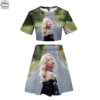 

Frdun Tommy MAMAMOO 3D Printed Women Two Piece Sets Short Sleeve Crop Tops+Skirt Sale 2019 Fashion Casual Streetwear Clothes 2XL