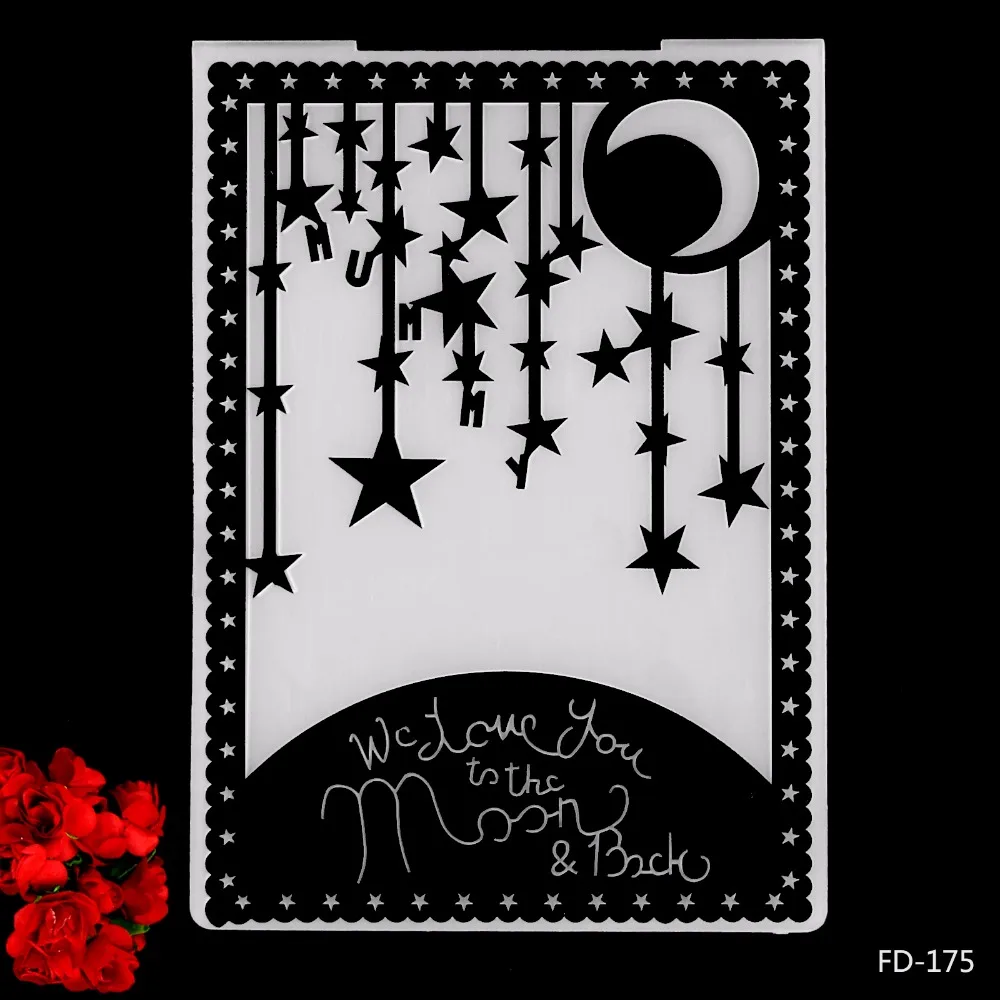 

2017 New Arrival Scrapbook Moon Stars Scene DIY Paper Scrapbooking Craft/Card Making Decoration Plastic Embossing Folder