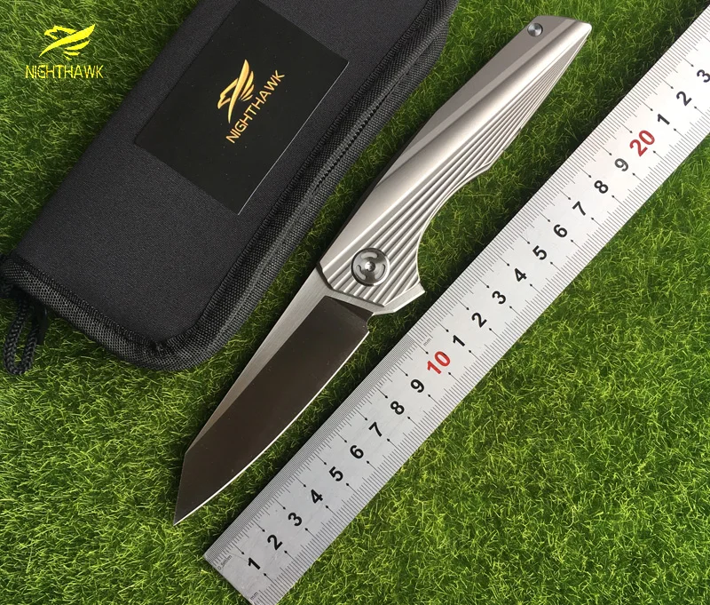 NIGHTHAWK Original custom parallel clamshell folding knife D2 blade TC4