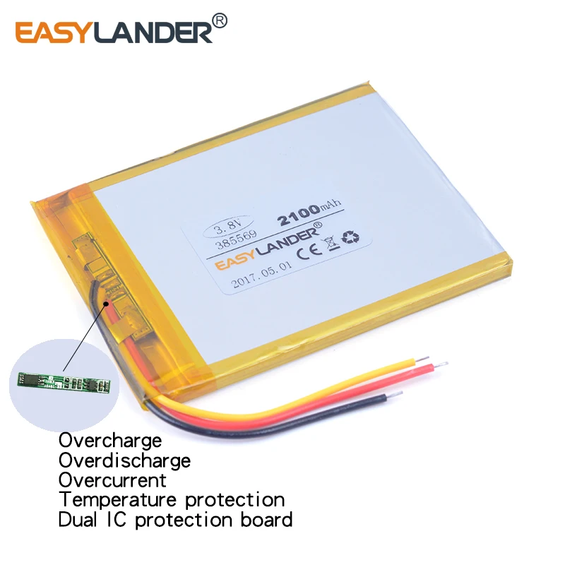 385569 3 8V 2100mAh Rechargeable li Polymer battery For font b GPS b font DVR font