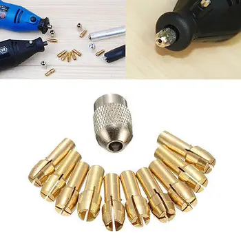 

10Pcs 0.5-3.2mm Brass Drill Chuck Collet Bits 4.3mm Shank For Dremel Rotary Tool