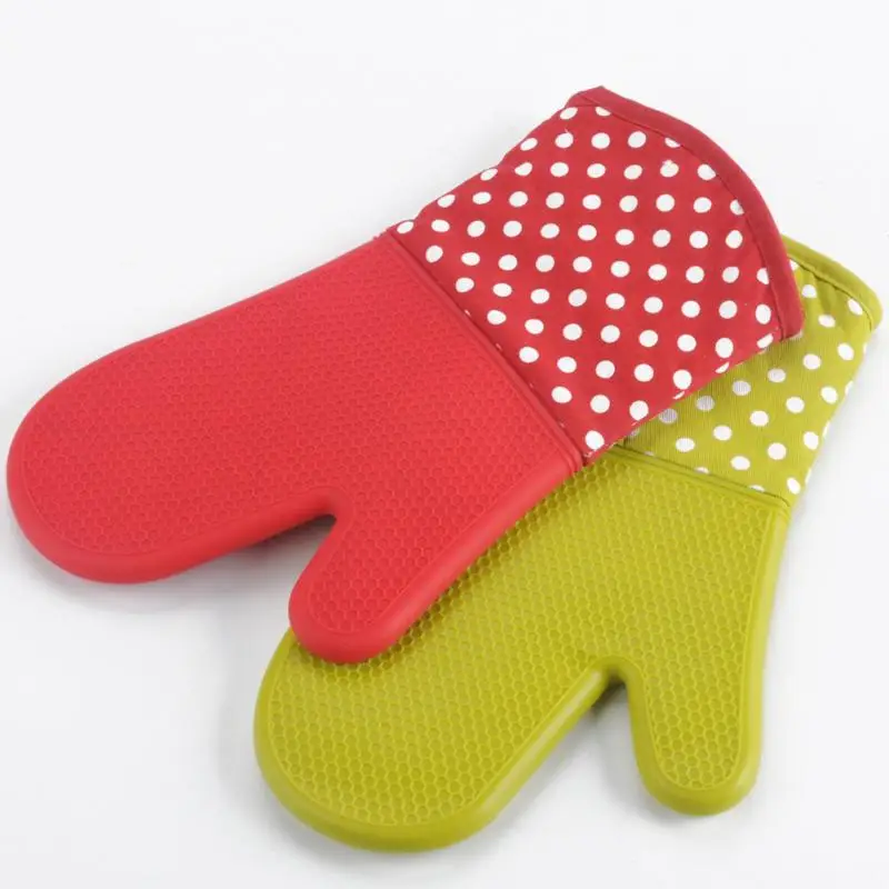 Silicone Oven Mitt microwave heat insulated gloves solid slip resistant
