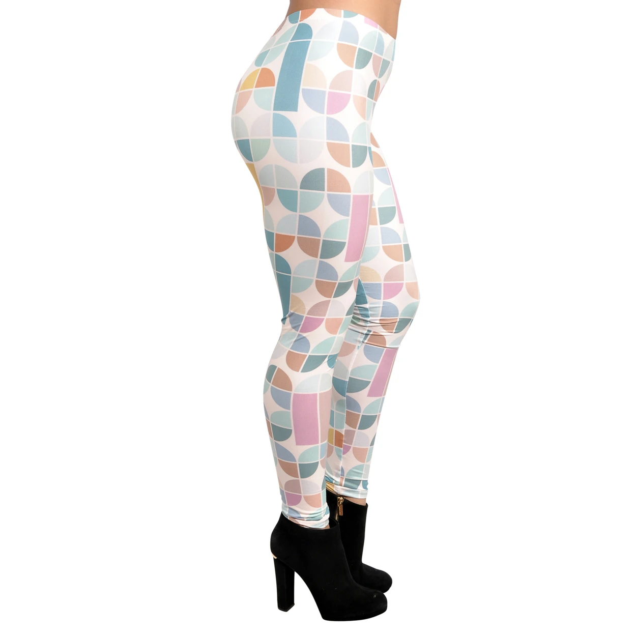 Women's Retro Pastels Leggings Medium White (1)
