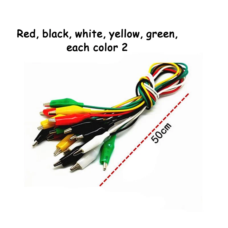 10Pcs 5 colors 50cm length double-ended alligator clips jumper wire mini test DIY cable folder hook clip | Обустройство дома