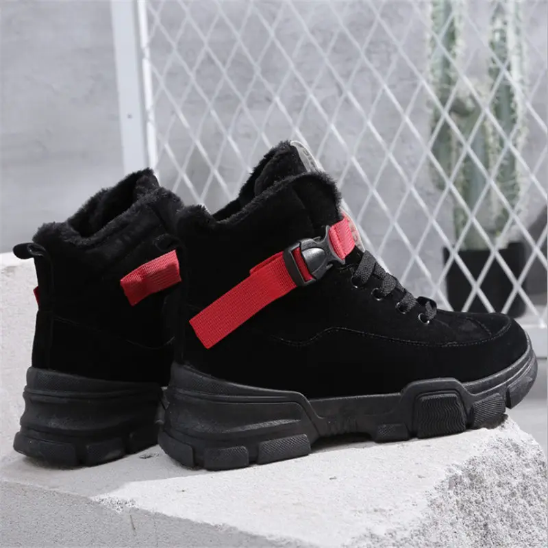 Women's High-top Lace-up Shoes Flat shoes Non-slip Plus Velvet Winter Outdoor Sports Shoes High Quality Wear-resistant Sneakers Women's High-top Lace-up Shoes Flat shoes Non-slip Plus Velvet Winter Outdoor Sports Shoes High Quality Wear-resistant Sneakers