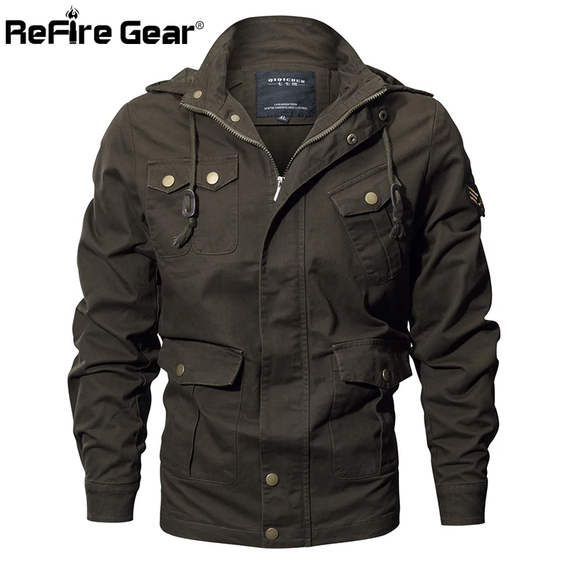 Refire gear Air Force стиль худи милитари куртка мужская зимняя хлопковая тактическая армейская куртка-бомбер Осенняя повседневная куртка-Карго