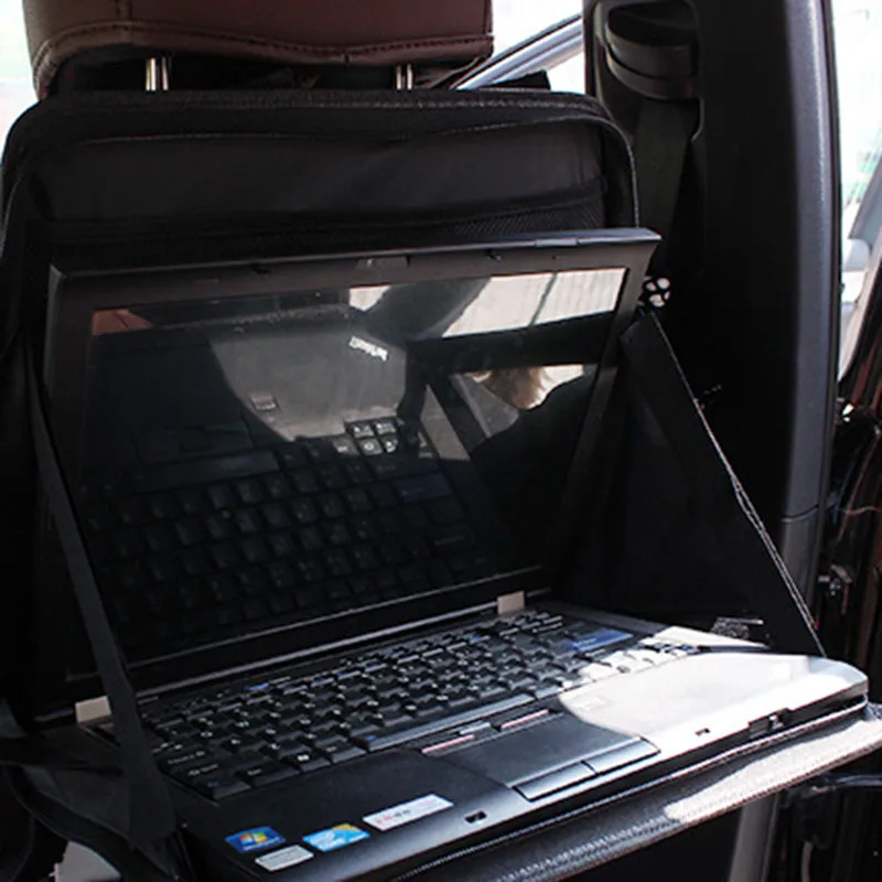 Black Laptop Computer Stand Tray Desk Table Folding Car Seat Back Storage Bag Safety Multi-function Computer Rack Car Organizer