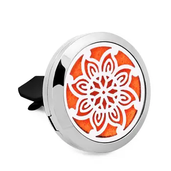 

30mm Essential Oil Car Diffuser Locket Vent Clip 316L Stainless Steel Pendant Magnetic Lotus Random Send 10pcs Oil Pads as Gift