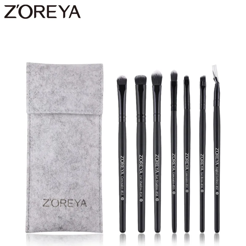 

Zoreya Brand 7pcs Black Eye Makeup Brushes Soft Synthetic Brush For Make Up Professional Eye Brow Eye Shadow Cosmetic Set