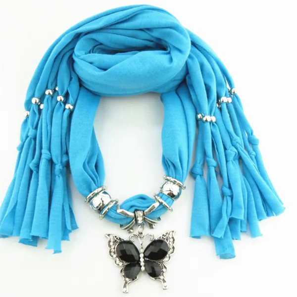 Ювелирные изделия, шарфы для женщин, мода, кисточка, подвеска, шарф, металлическая бабочка, шаль, ожерелье, шарфы для женщин, echarpe foulard femme - Цвет: 6