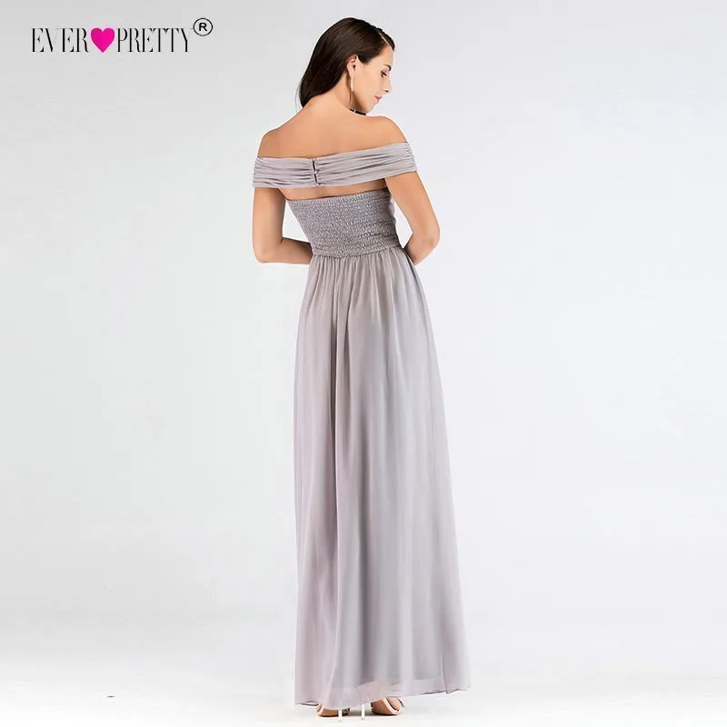 Серое длинное платье для подружки невесты Ever Pretty женское А силуэта Формальное