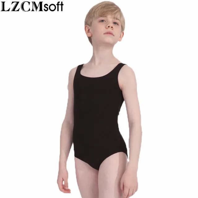 LZCMsoft Boys Black Tank Leotard Kids Spandex Lycra Ballet Dance Leotards Bodysuits For