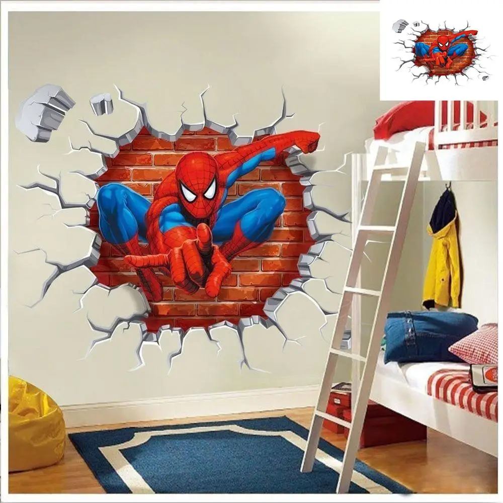 

Spiderman Kids Room Decor 3D Wall Sticker Boys Bedroom Art Decals