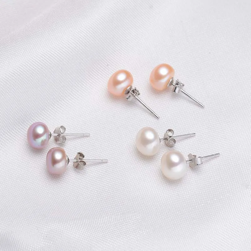 

2018 Stud Earrings Push Back Natural Freshwater Pearl Earrings Fashion Jewelry Silver Stud Earrings for Women
