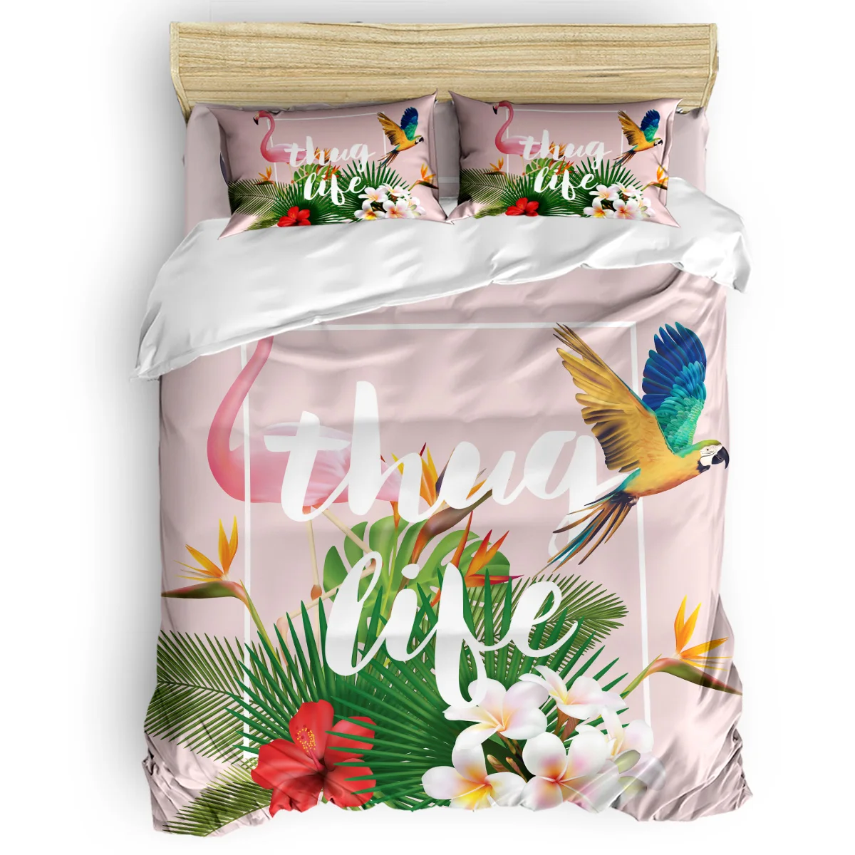 

Flamingo Macaw Tropical Plant Style Thug Life Decor Duvet Cover Set