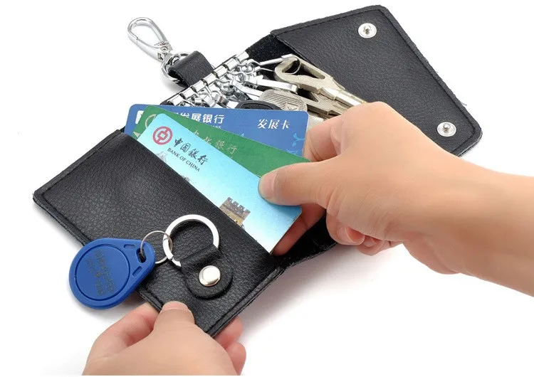 Простой держатель для ключей из натуральной кожи, кошелек унисекс, однотонный кошелек для ключей, органайзер для ключей, сумка, автомобильный кошелек для экономки держатель для карт DC74