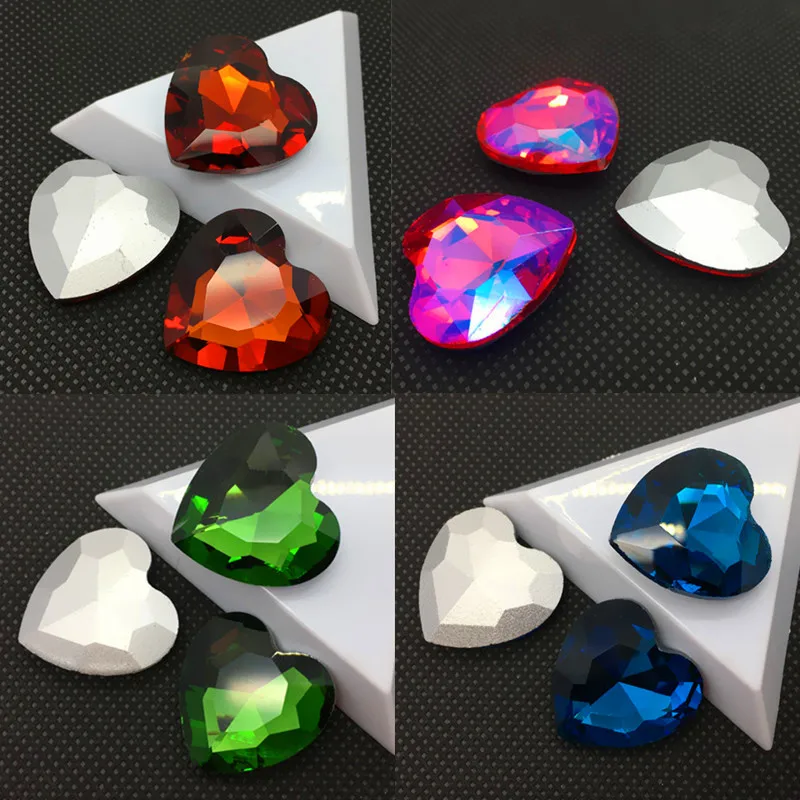 

Heart Glass Stone ,Point Back No Hole Crystal Glass Rhinestone,Cobalt siam Peach ..More colors for choose